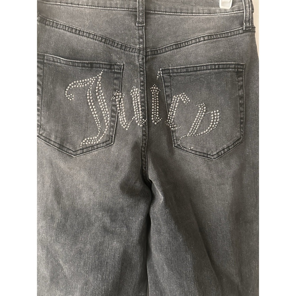 Juicy Couture Jeans 5/27 Lunita Y2K High Rise Wide Leg Relaxed Bedazzled Raw Hem